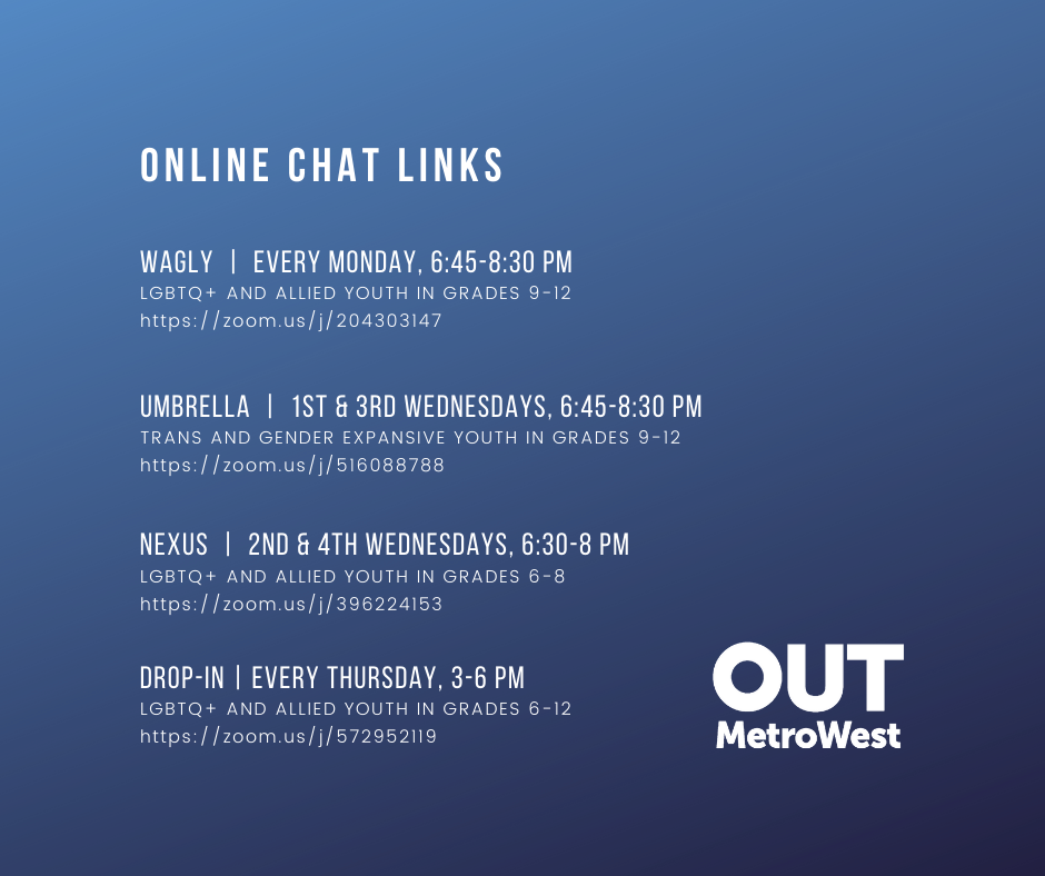 A list of online meeting times and links