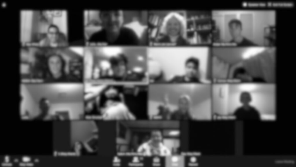 black and white multi-person video conference screenshot